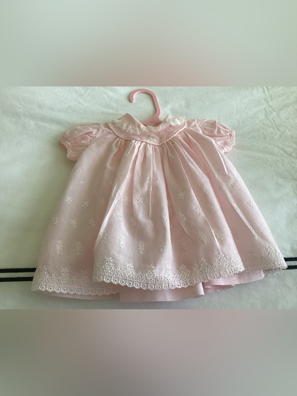 Vintage Semi-Sheer Heirloom-Style Pink Pe-May baby dress. Prominent Manufacturer